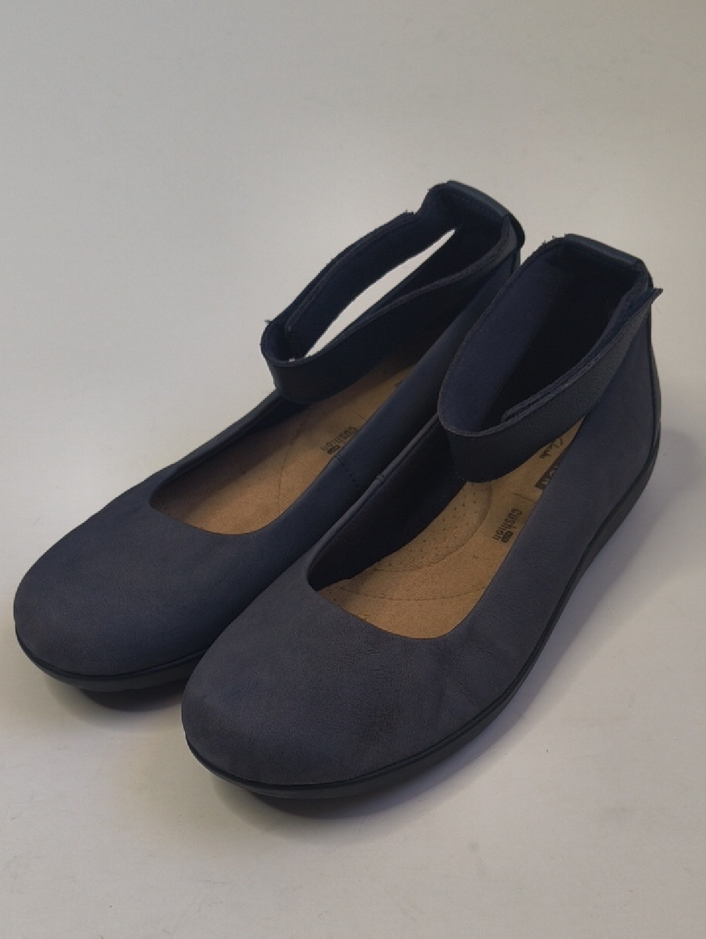 Clarks Navy Ankle-Strap Casual Flats